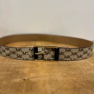 Michael kors‎ Womens brown and tan signature leather and canvas belt size 41”
